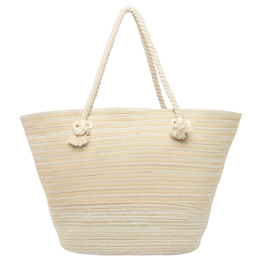 Renia - Multi Striped Ribbon Braided Tote