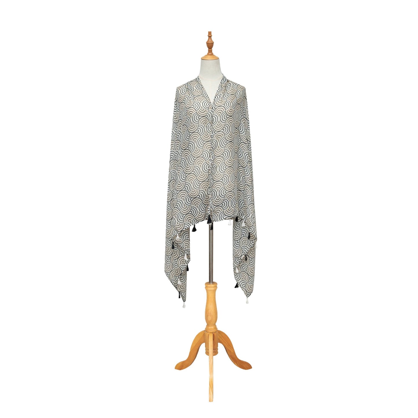 Rain or Shine - Light Weight Woven Black and White Rainbow Scarf