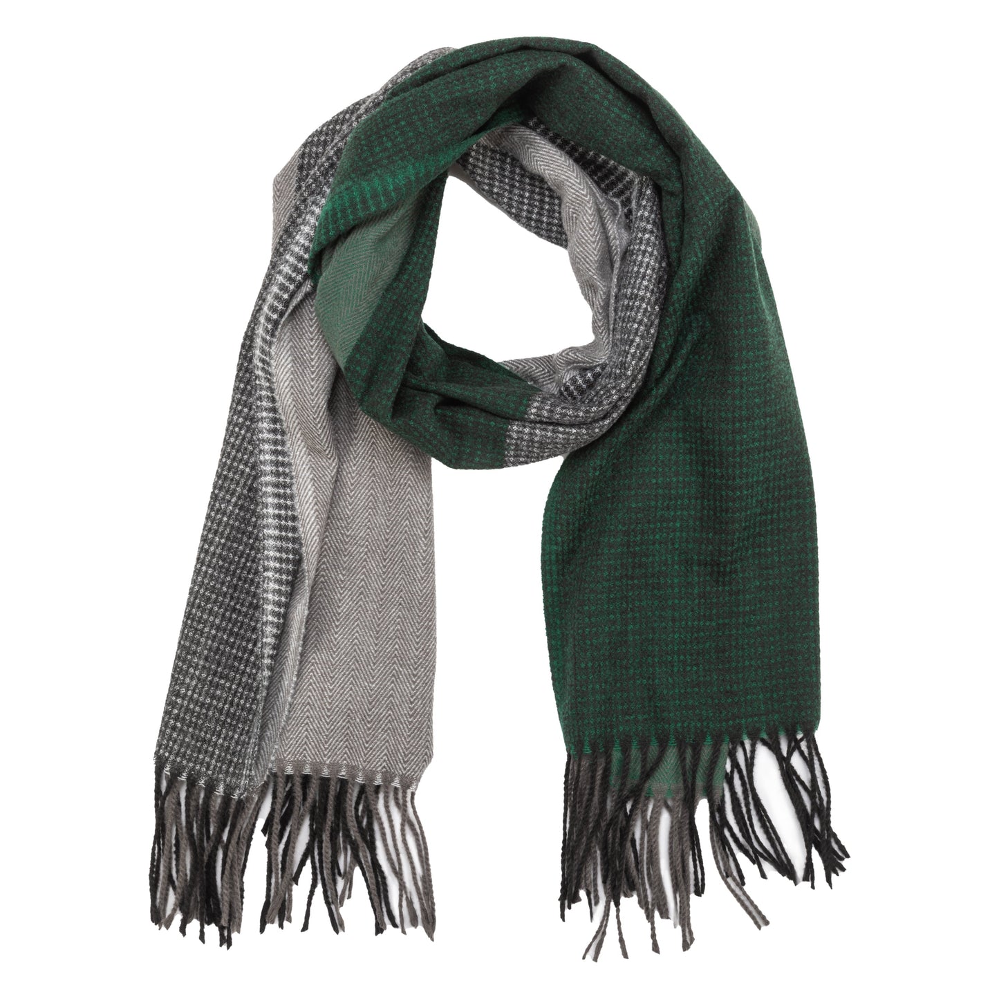 Georgia - Women's Woven Plaid Scarf With Braided Fringe
