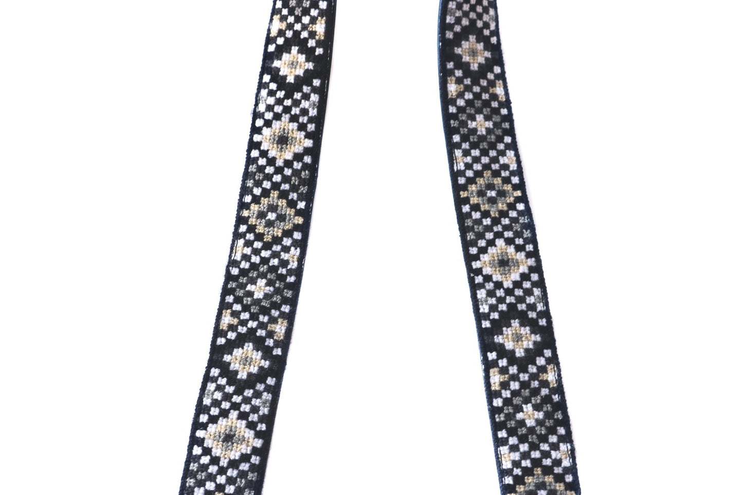 Mai Woven Bag Strap - Black & White with Leather