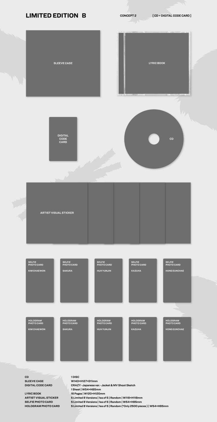 LE SSERAFIM 3rd Single Album - Crazy (Japan Album)