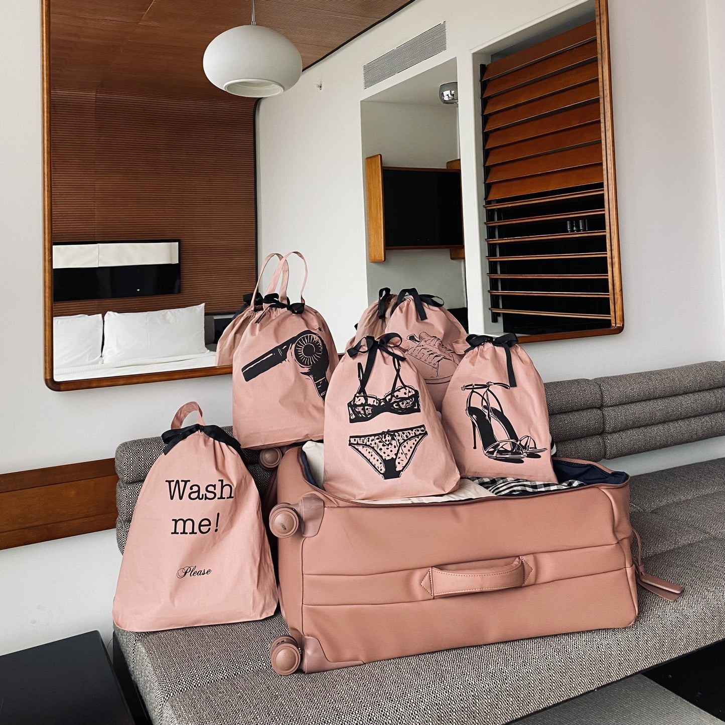 Polkadot Lingerie Travel Bag, Pink/Blush - Osadia Concept Store