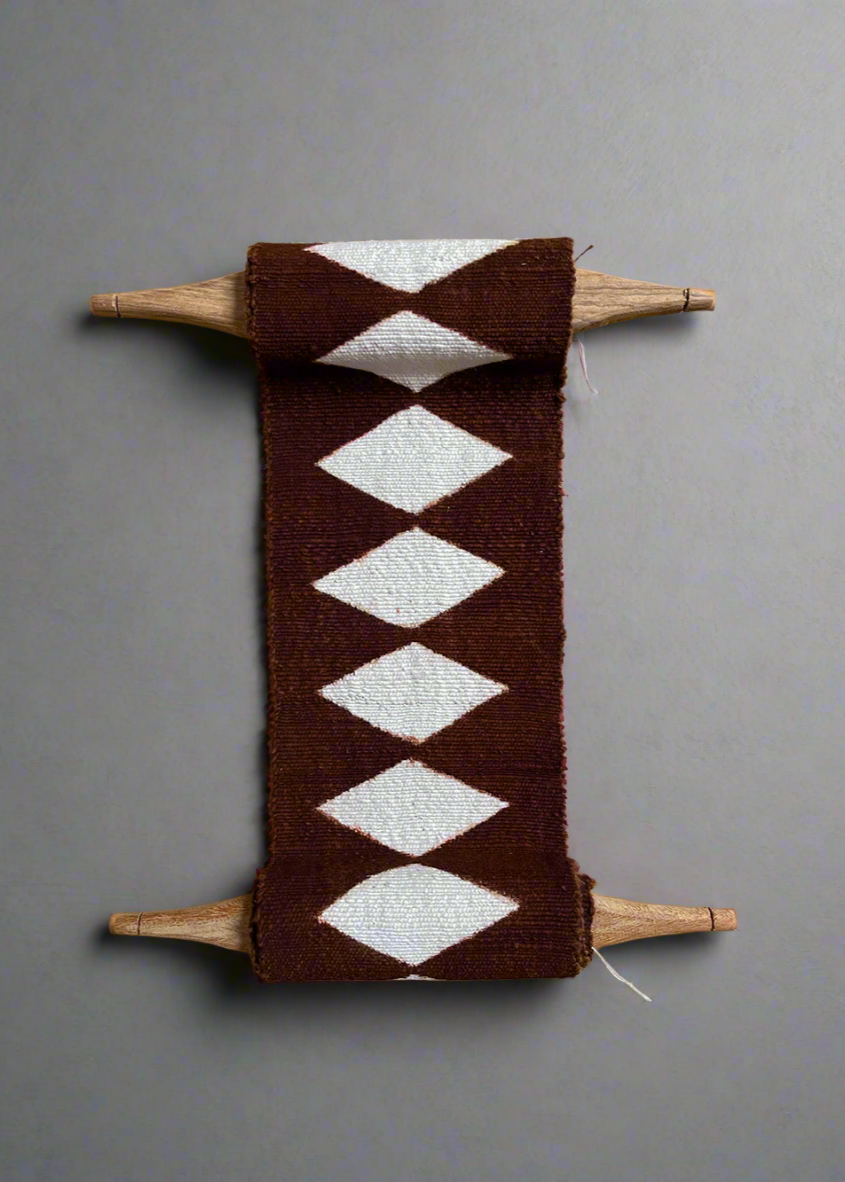 Balance Bogolan Wall Totem in Brown with White Diamonds