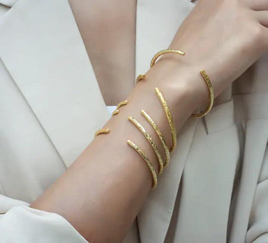 Hammered Gold Bangle Bracelet