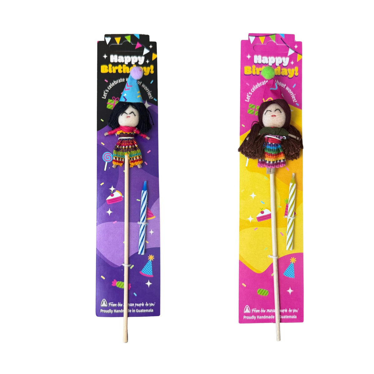 Birthday Cake Topper with Worry Doll & Candle