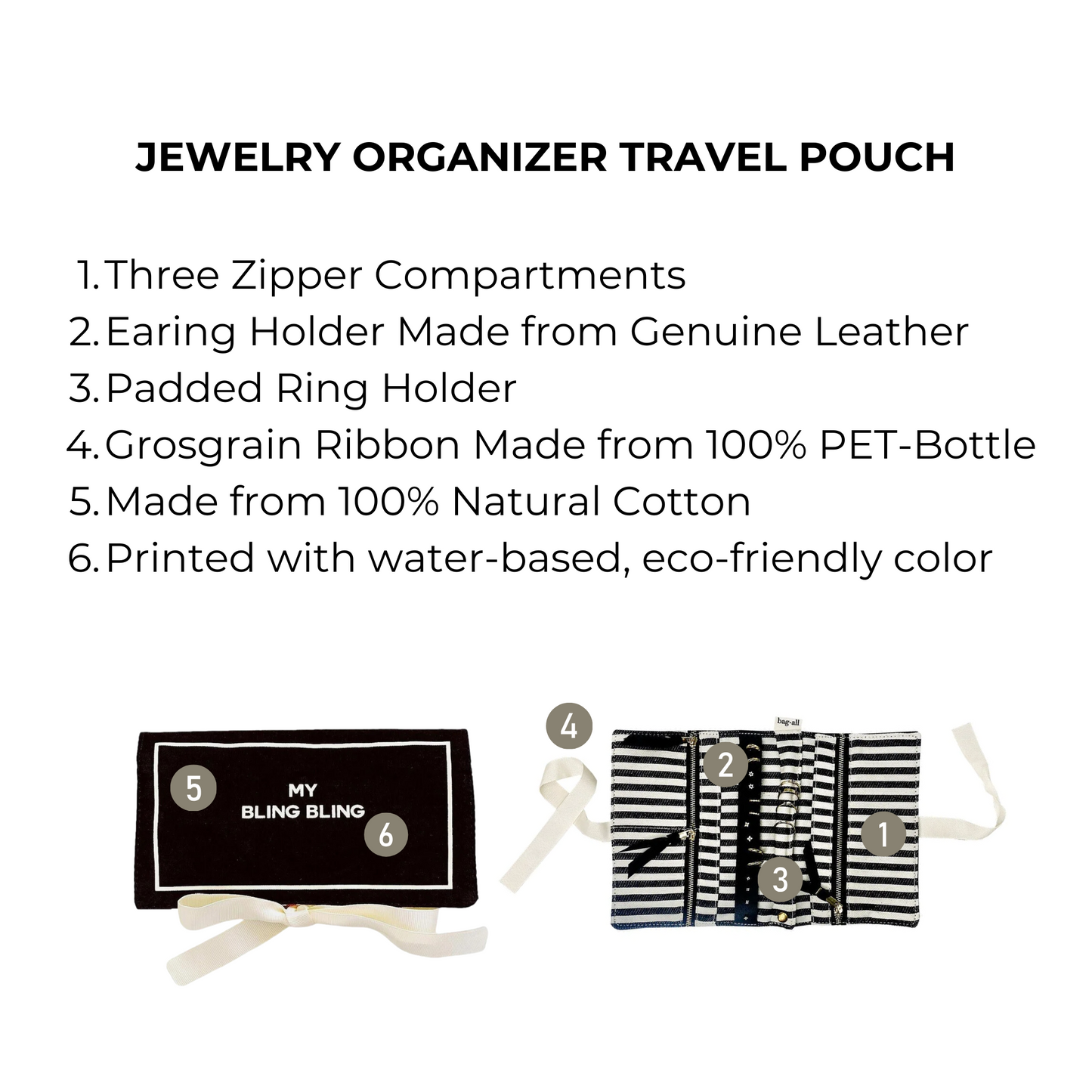 Jewelry Organizer, Travel Pouch, Black - Osadia Concept Store