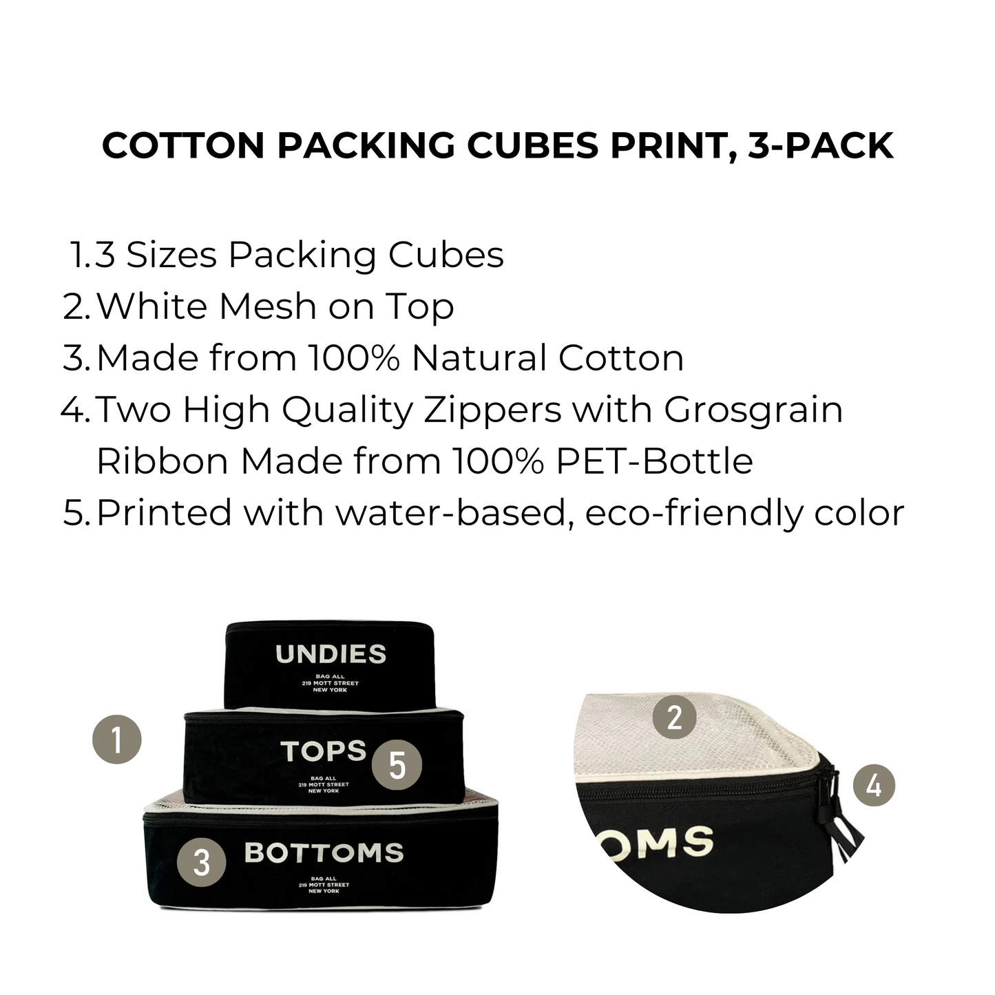 Best Packing Cubes, 3-pack Black - Osadia Concept Store