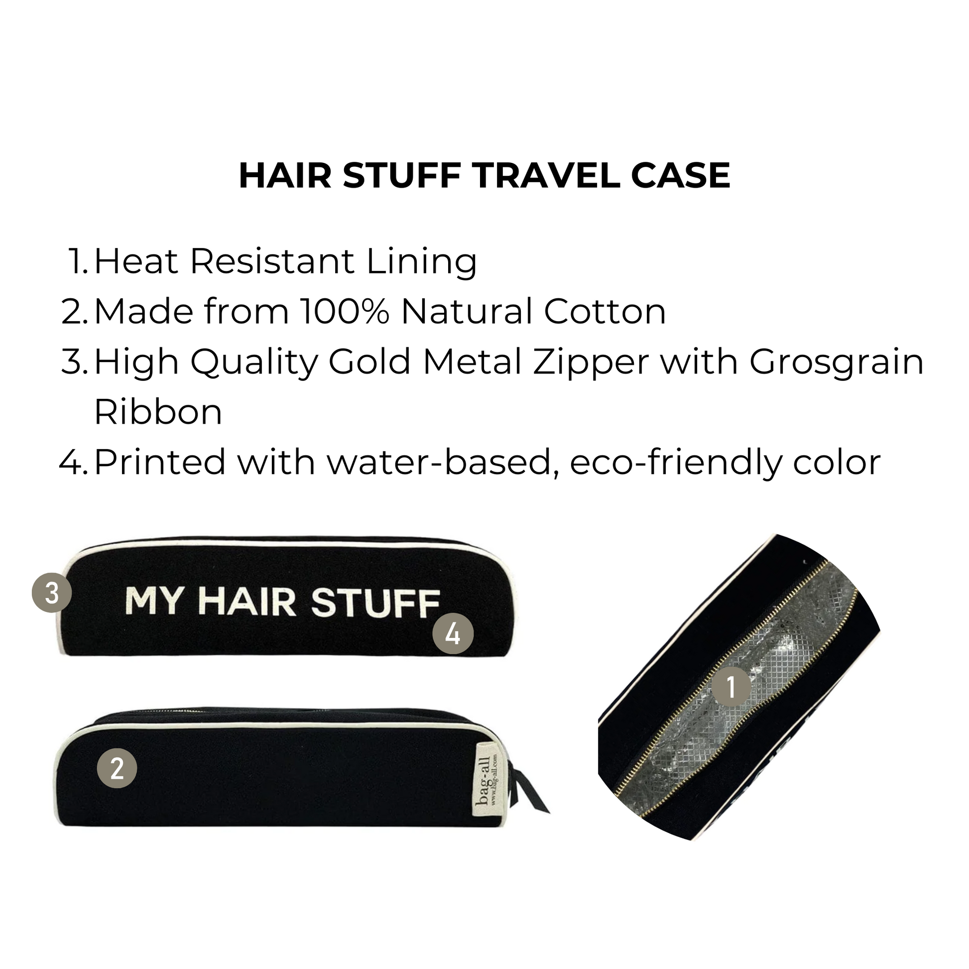 Hair Stuff Travel Case, Black - Osadia Concept Store