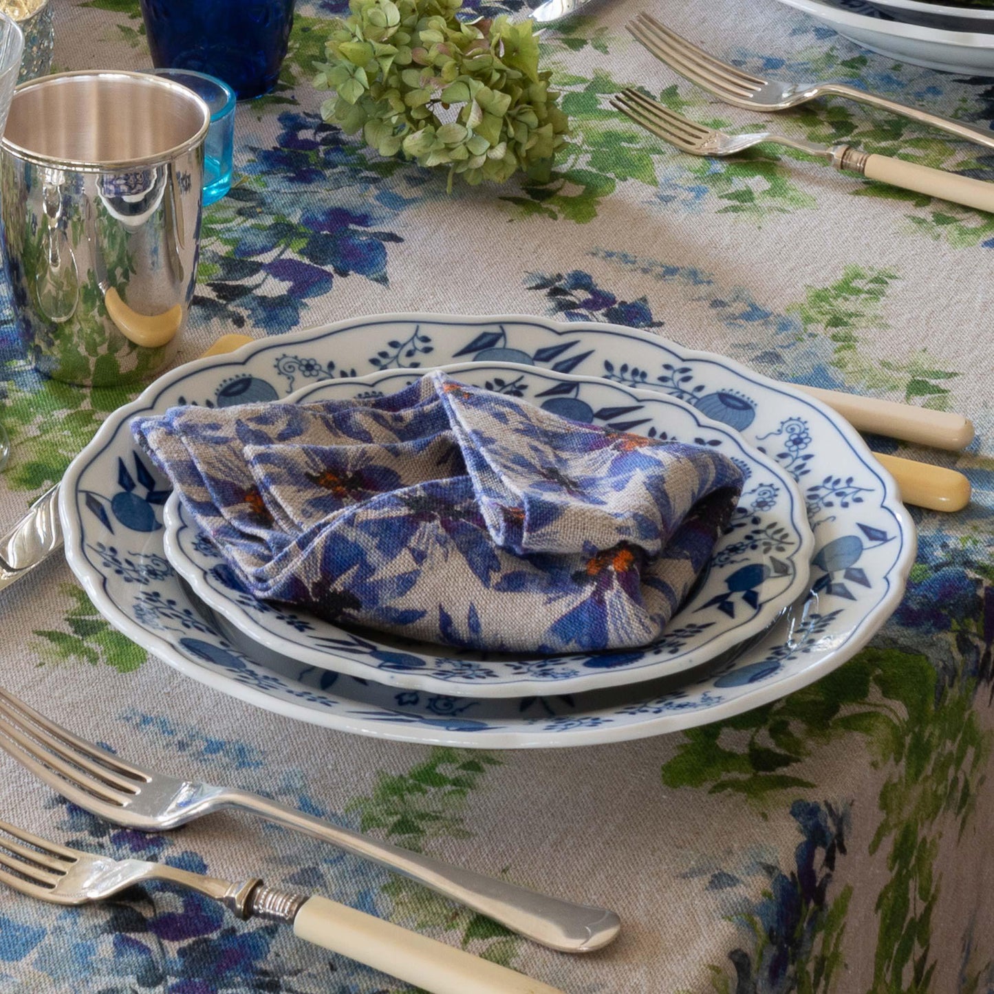 6 Organic Linen Napkins in Blue Harem - Osadia Concept Store