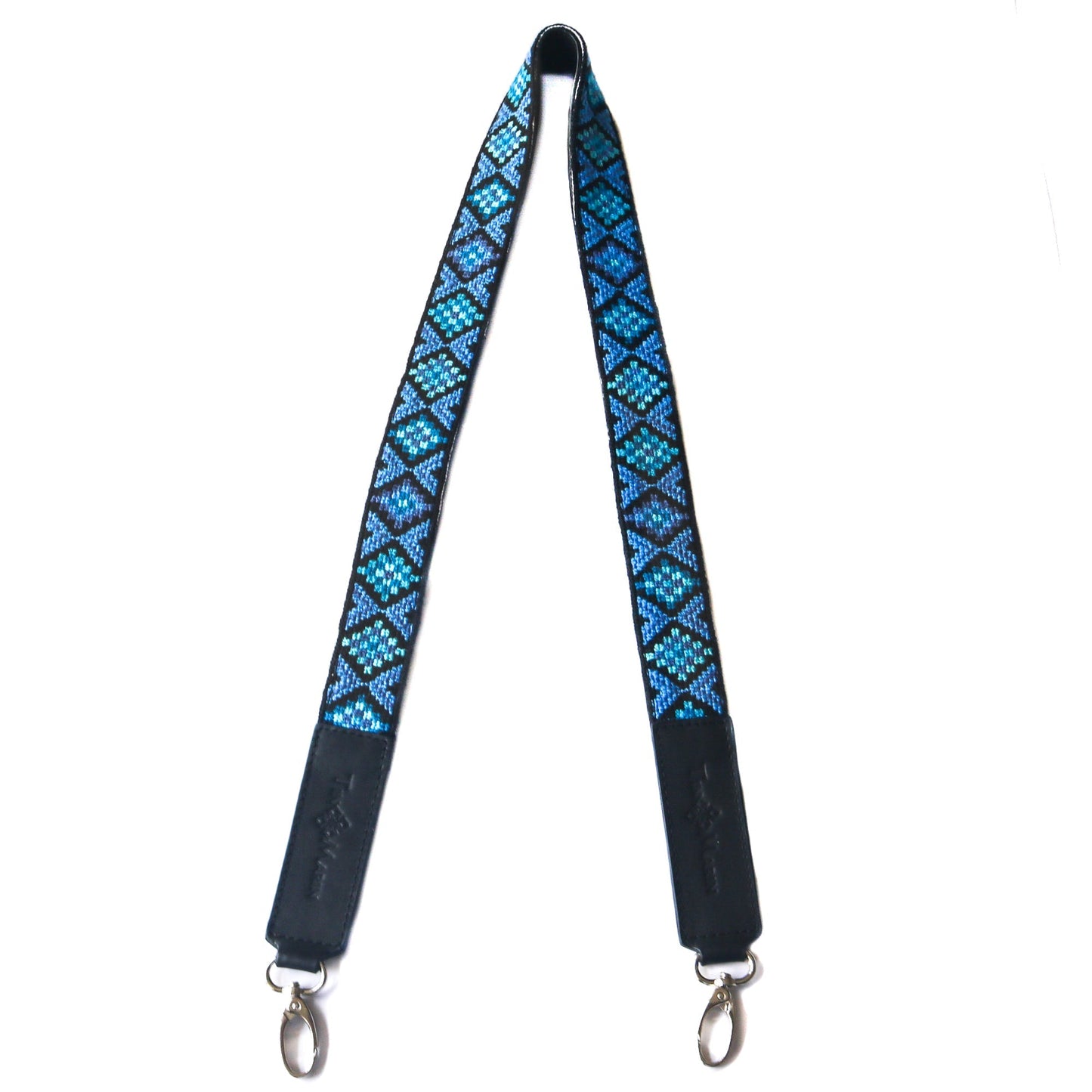 Mai Woven Bag Strap - Blue with Tan Leather