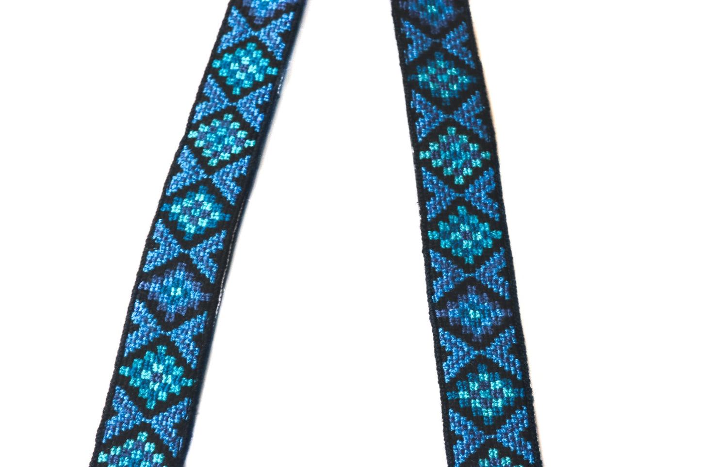 Mai Woven Bag Strap - Blue with Tan Leather