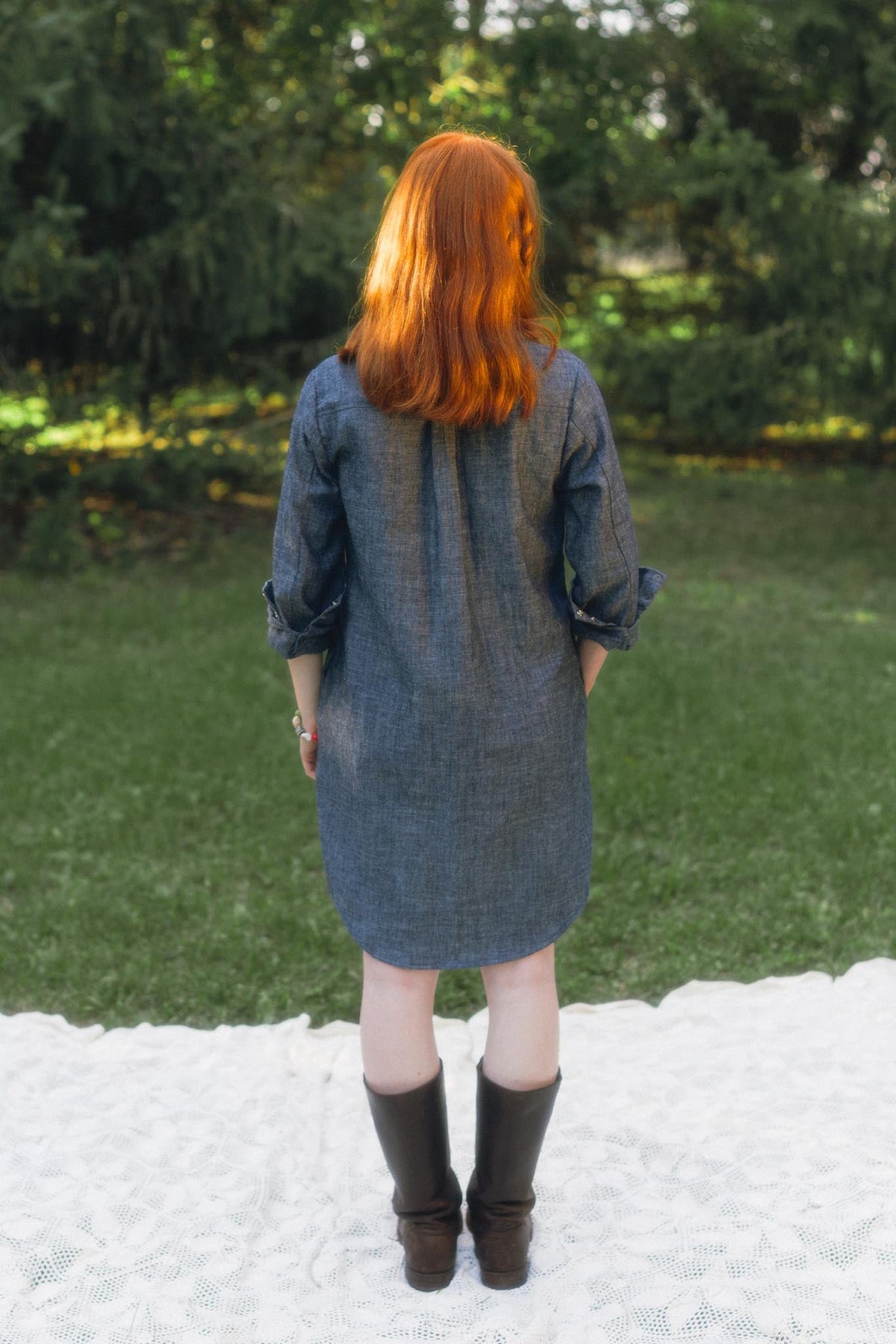 Aurelia Dress in Indigo Chambray