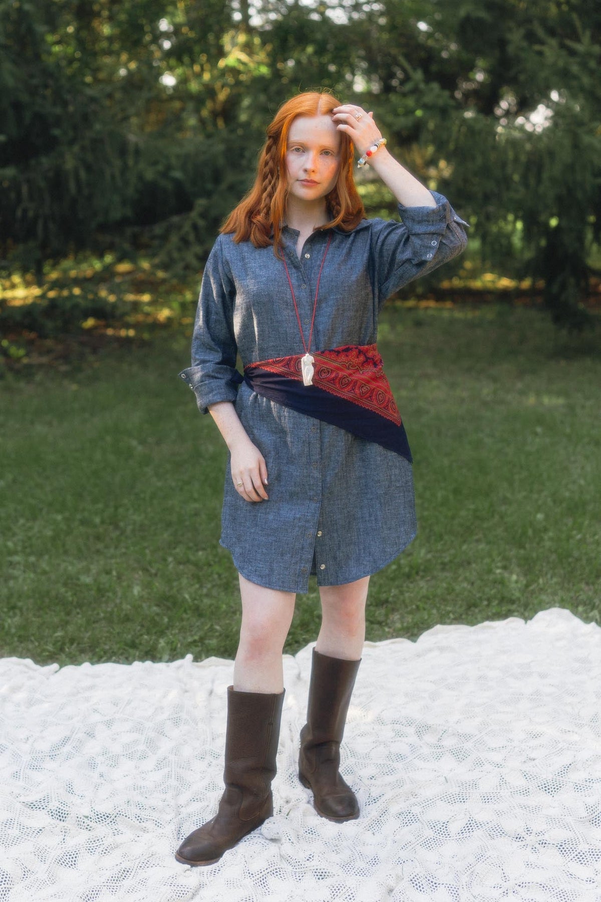 Aurelia Dress in Indigo Chambray