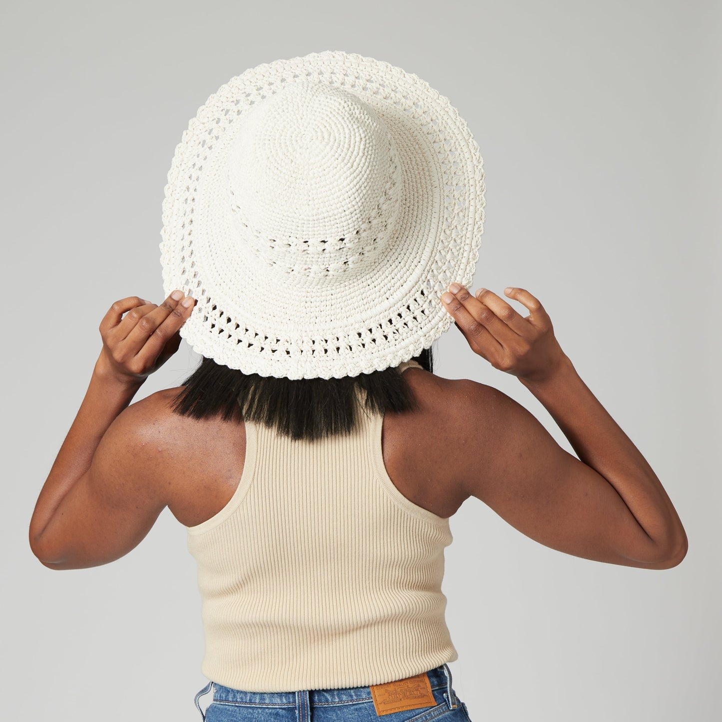 Women's Cotton Crochet Hat With A Large Brim