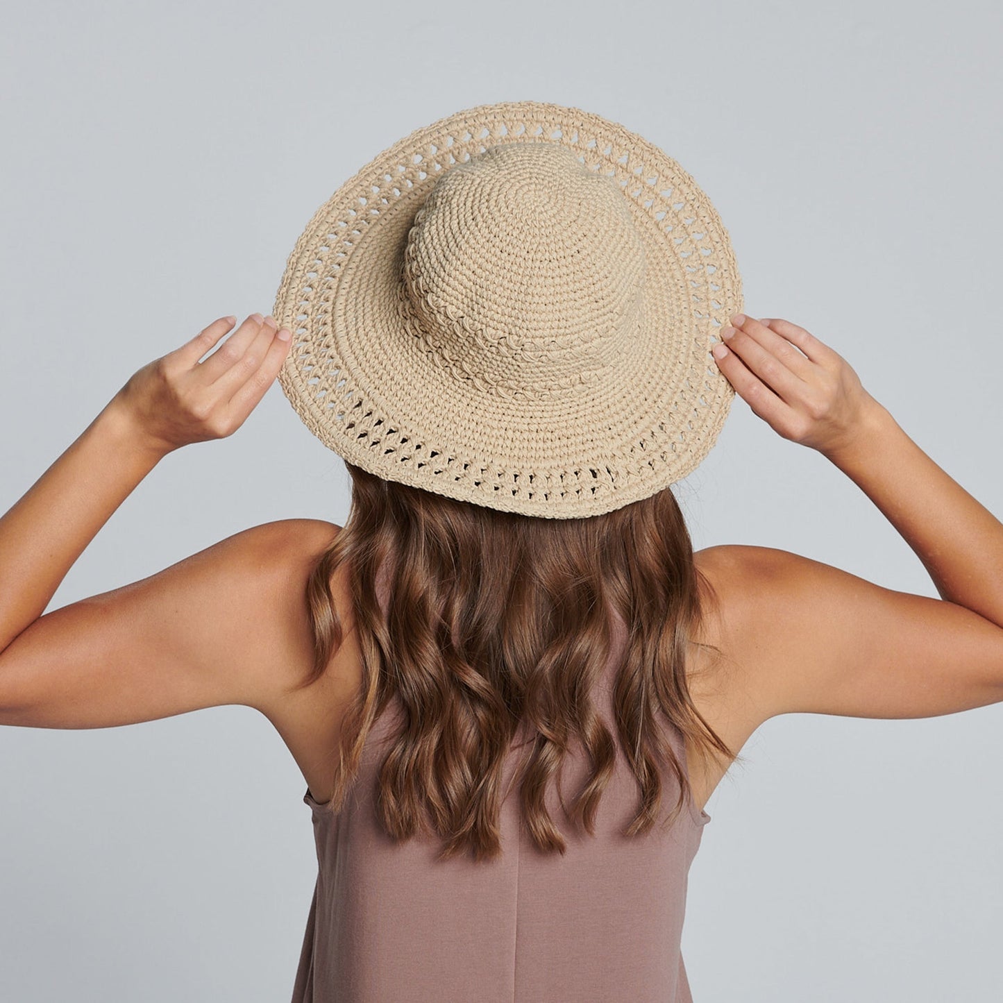 Women's Cotton Crochet Hat With A Large Brim