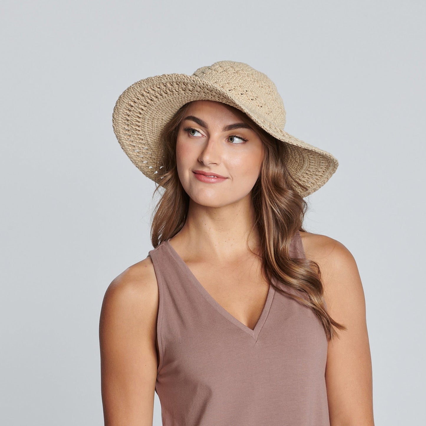 Women's Cotton Crochet Hat With A Large Brim