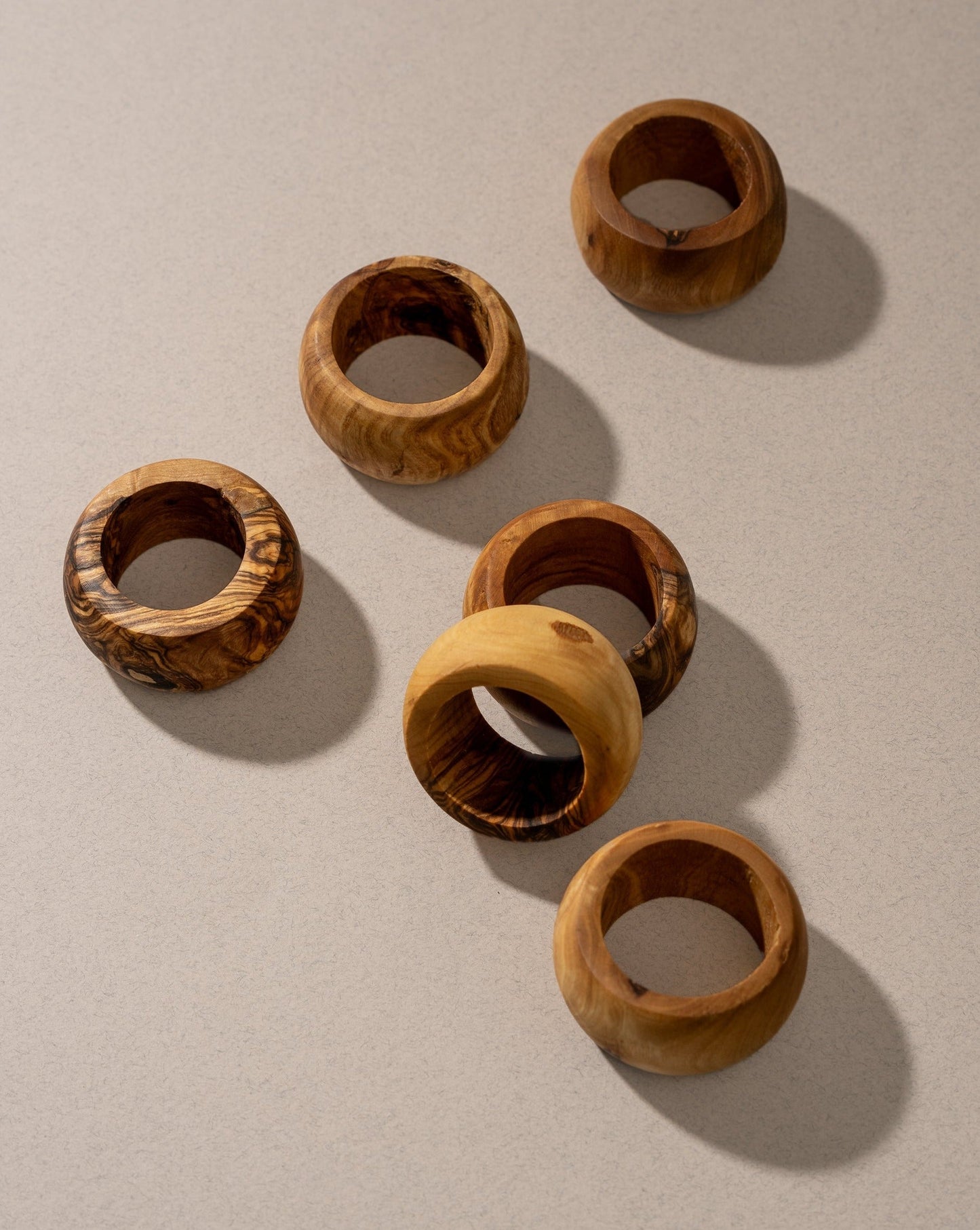 Natural Olive Wood Napkin Rings - Set of 6 - Osadia Concept Store