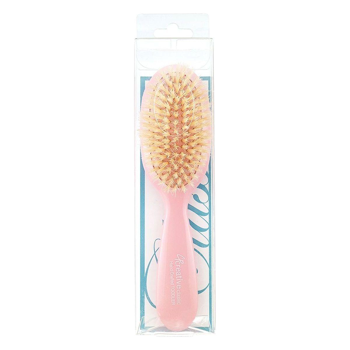 Classic Toddler/Baby Soft Boar Bristle Hair Brush-Colors-Blue-Pink-Silver