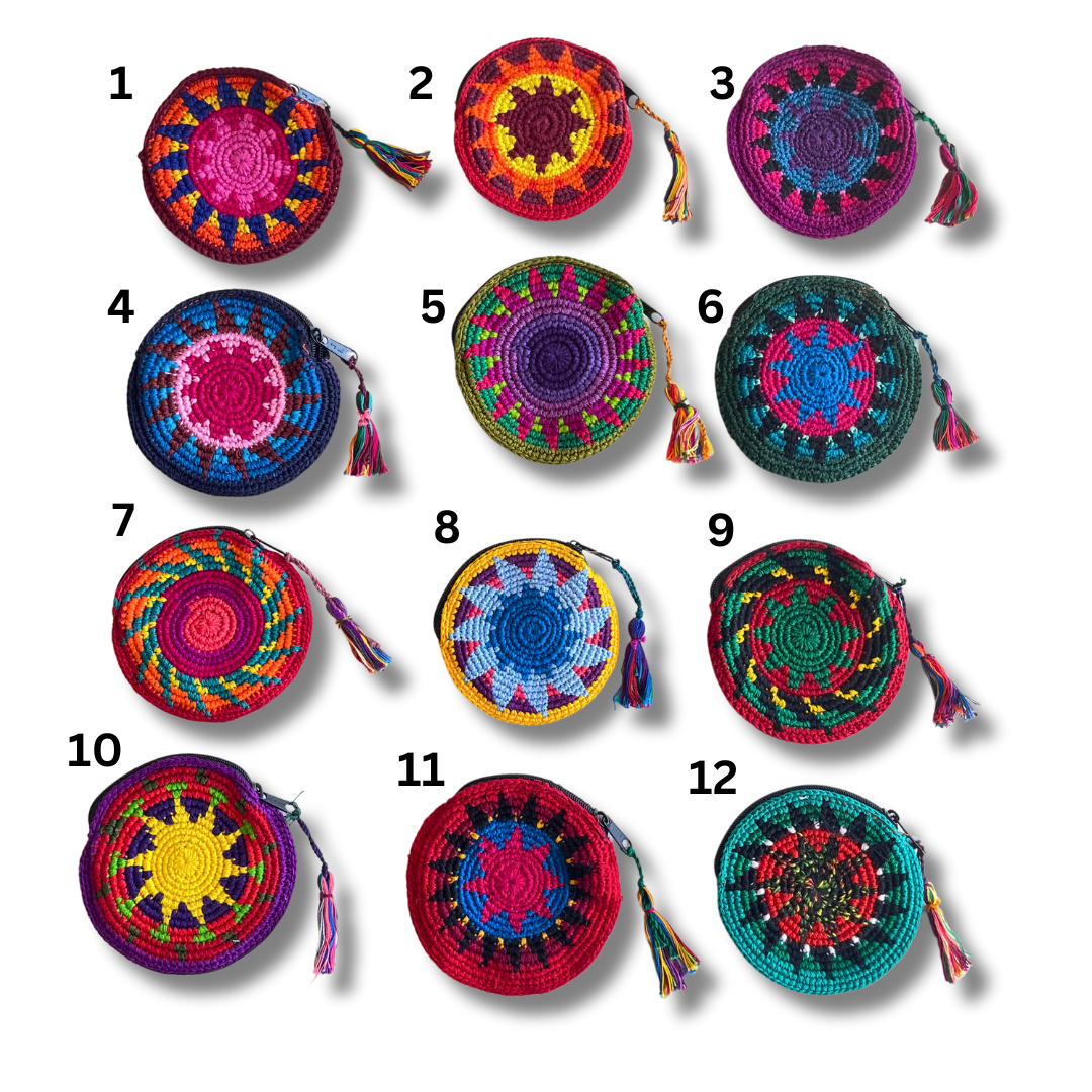 Moon Crochet Multicolor Handmade Coin Purse - Guatemala