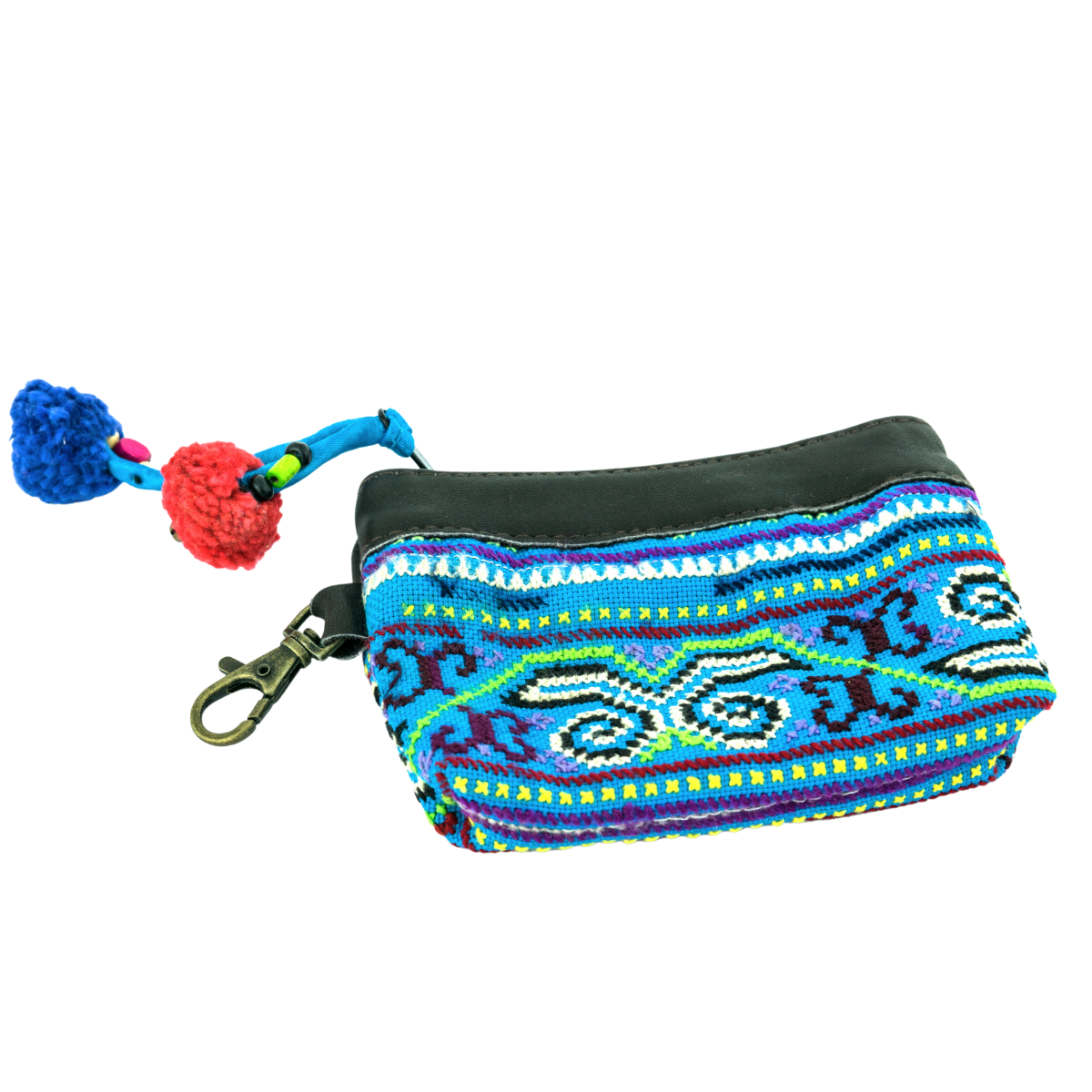 Leather Vintage Upcycled Hmong Textile Coin Purse - Thailand