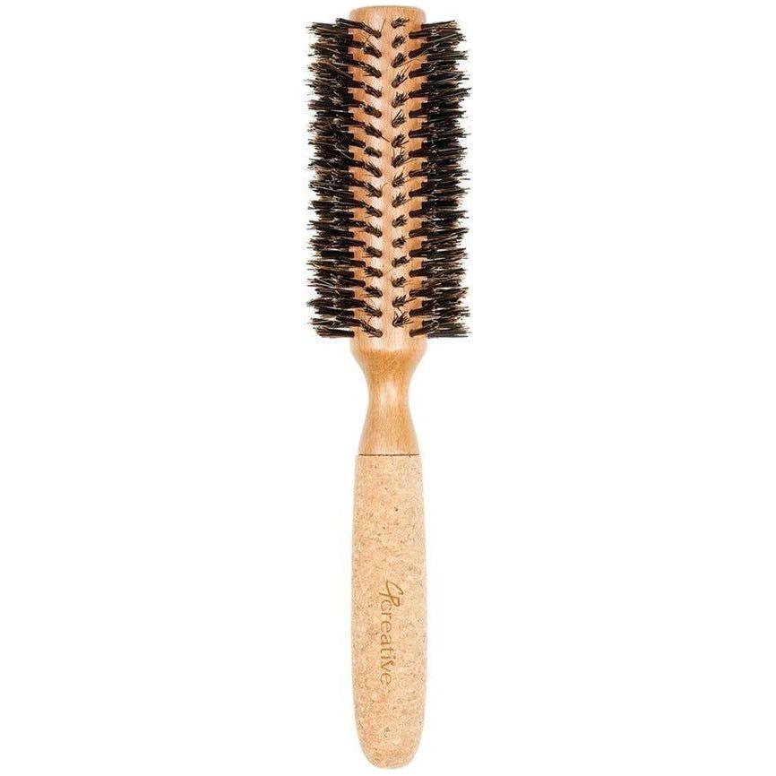 Eco-Friendly Birchwood and Cork Boar Bristle Round Hair Brush