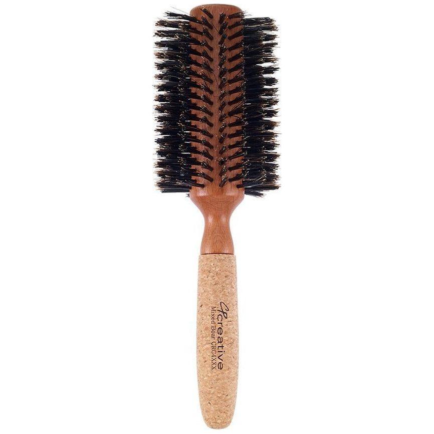 Eco-Friendly Birchwood and Cork Boar Bristle Round Hair Brush