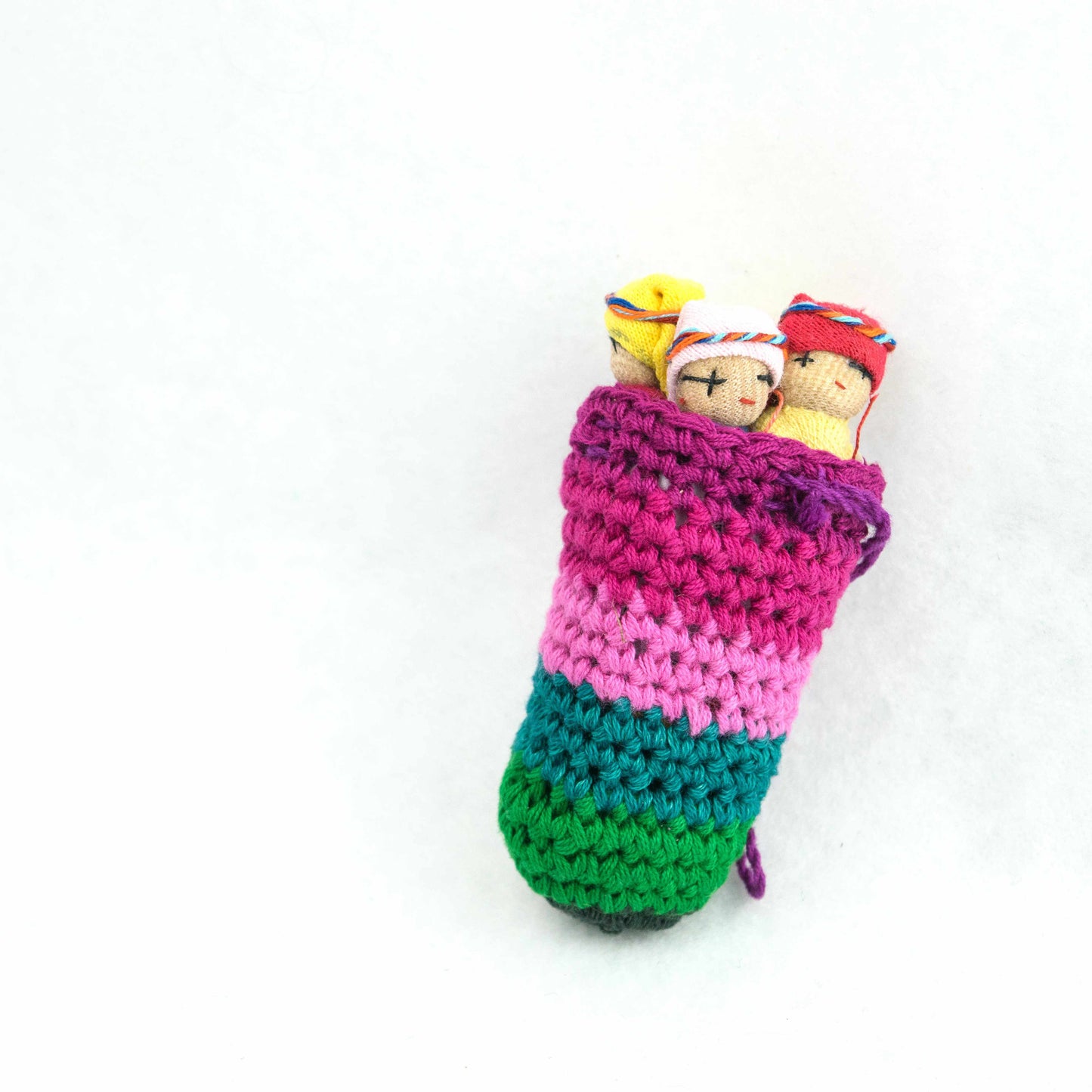 Worry Doll Crochet Pouch with Four Dolls - Guatemala