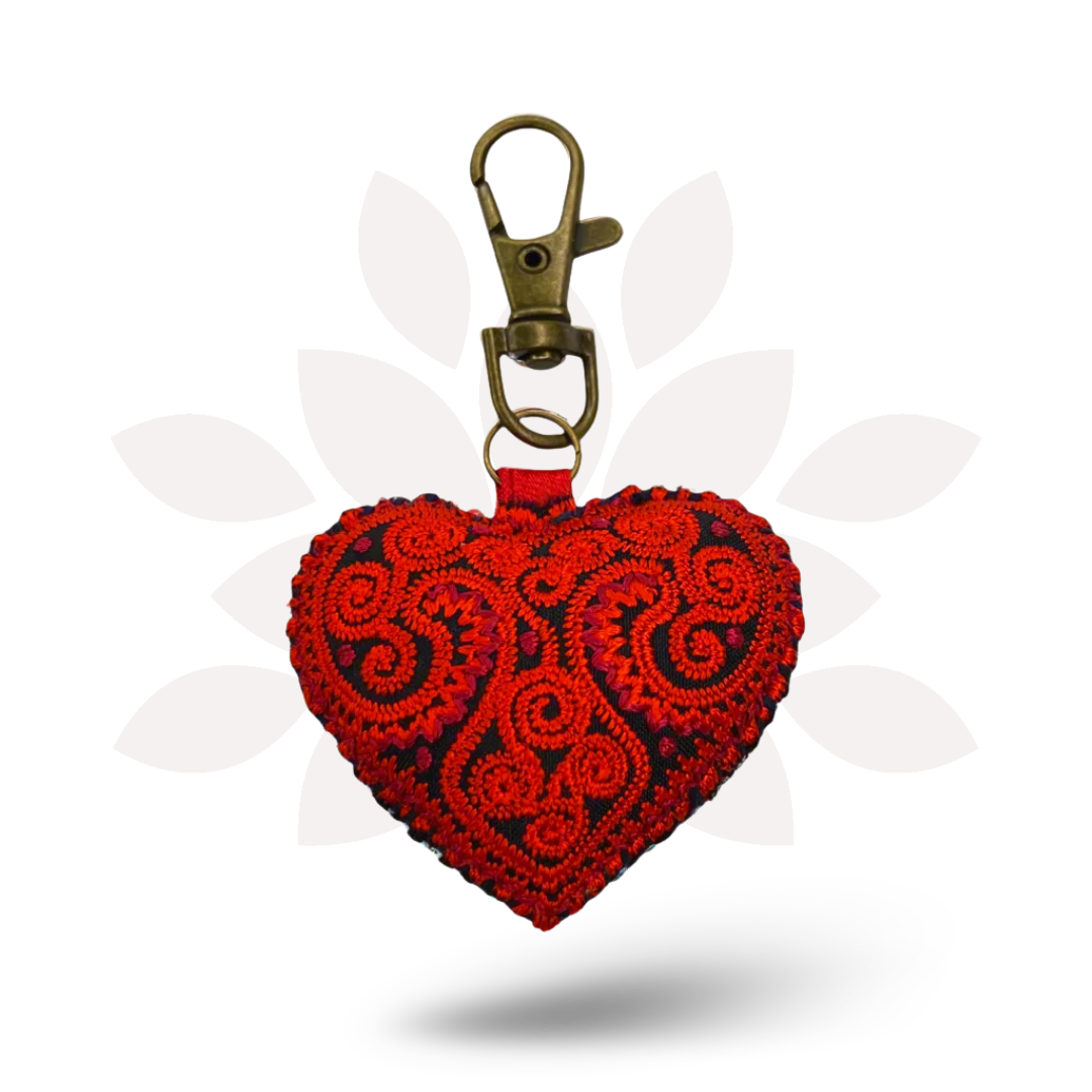 Heart Hmong Embroidered Zipper Pull | Keychain - Thailand