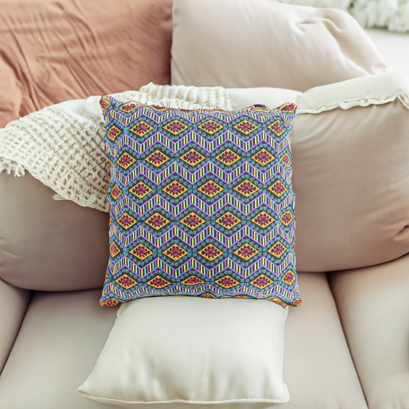 Bangkok Diamond Embroidered Pillow Cover - Thailand