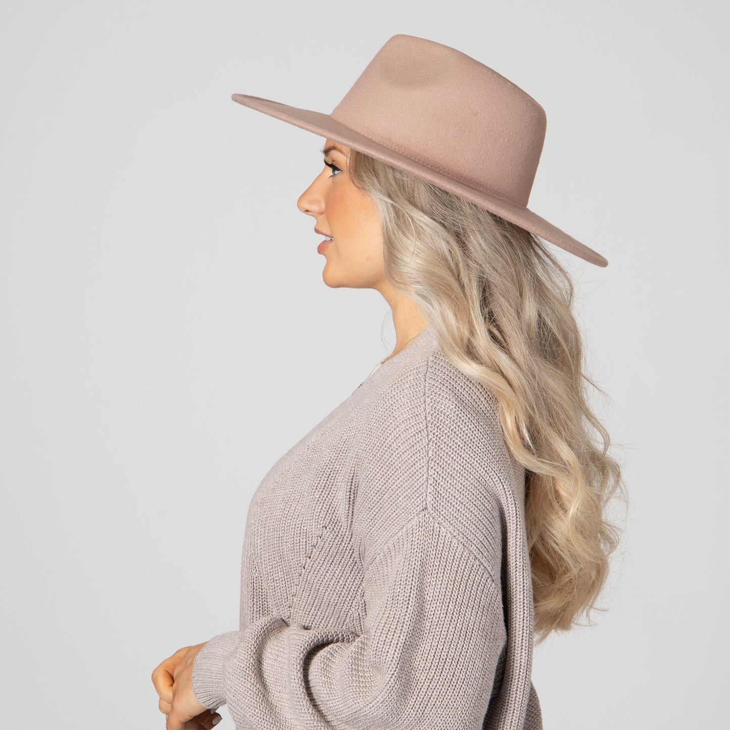 Women's Faux Felt Wide Brim Fedora