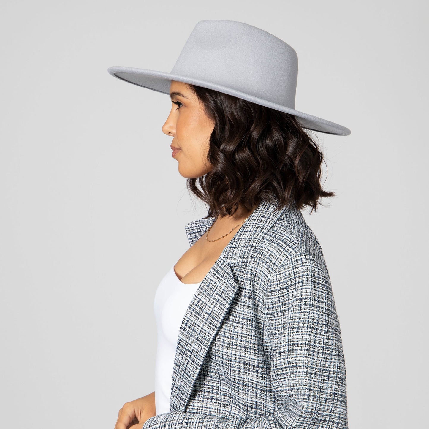 Women's Faux Felt Wide Brim Fedora
