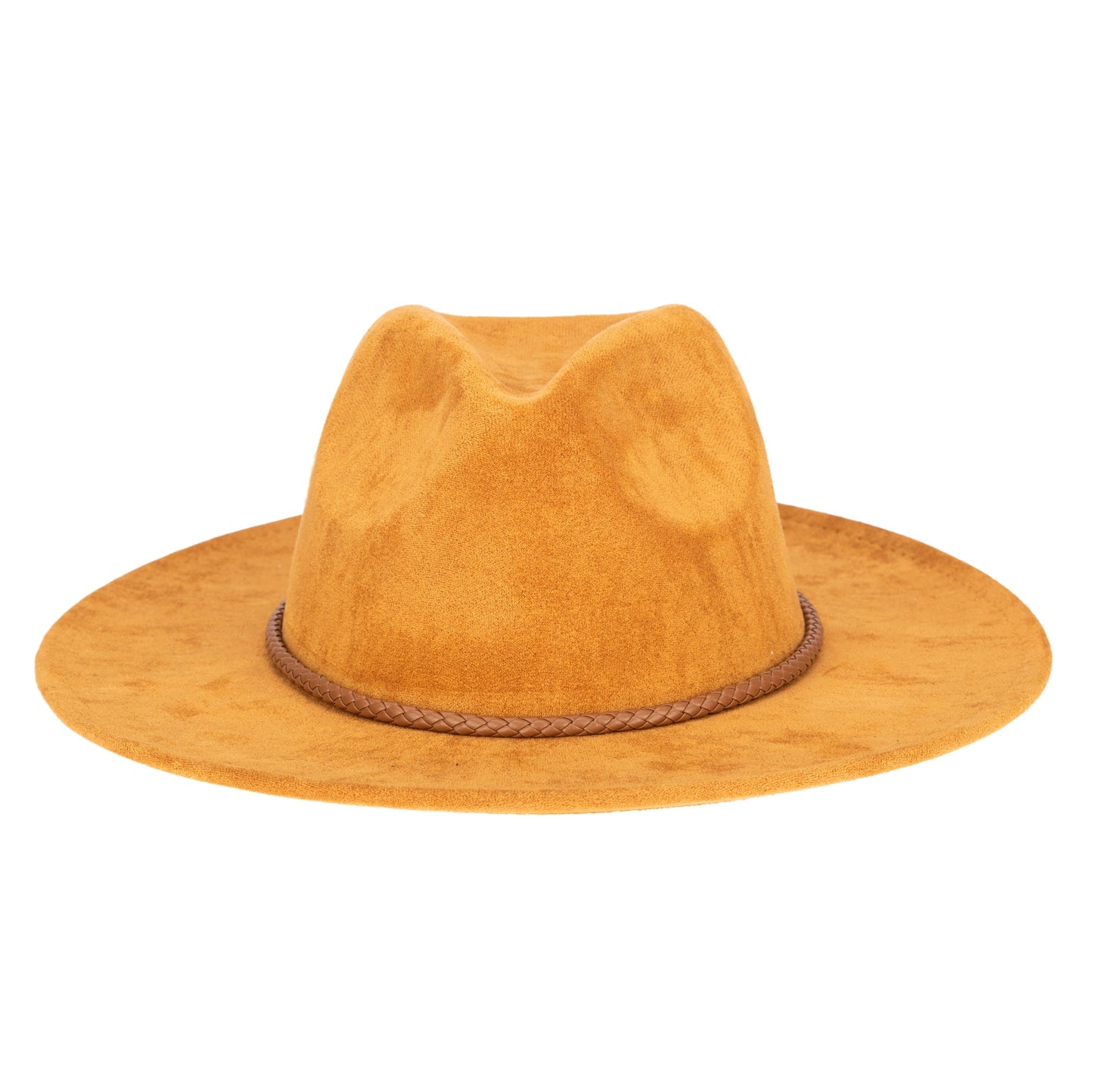 Faux Suede Fedora With Tassel Back Bow