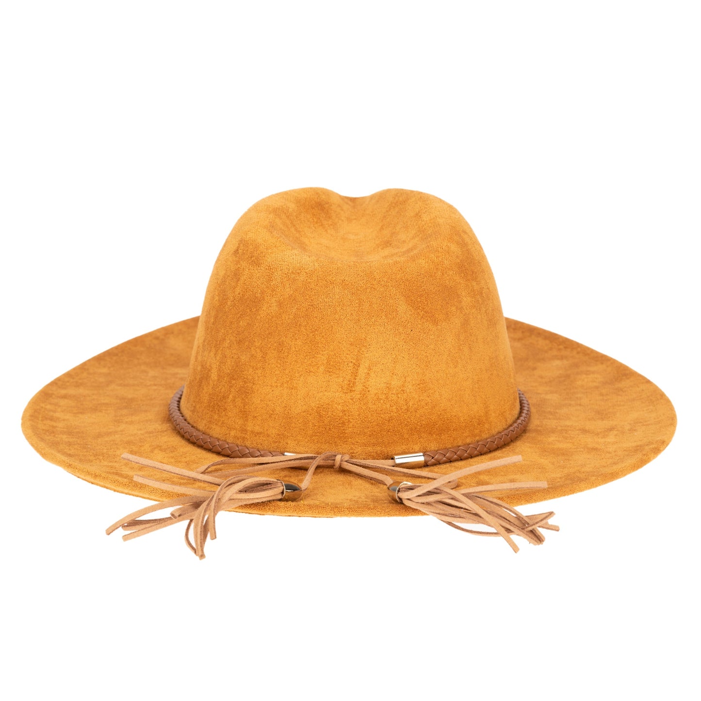 Faux Suede Fedora With Tassel Back Bow