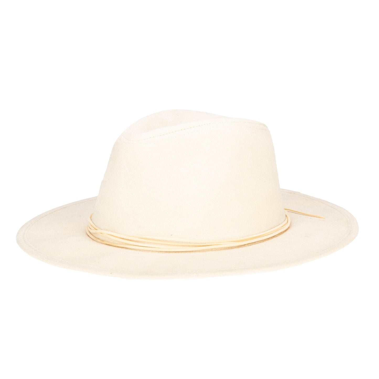Cut & Sew Faux Suede Floppy Fedora Wrapped Back Knot Trim
