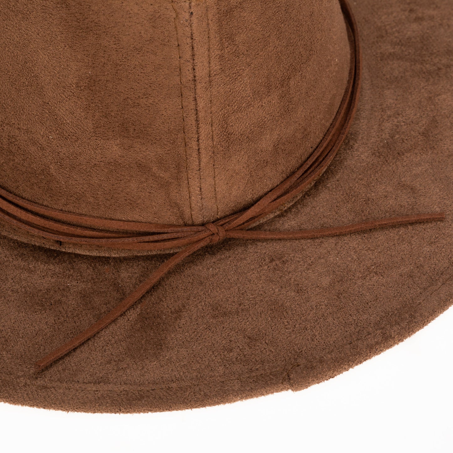 Cut & Sew Faux Suede Floppy Fedora Wrapped Back Knot Trim