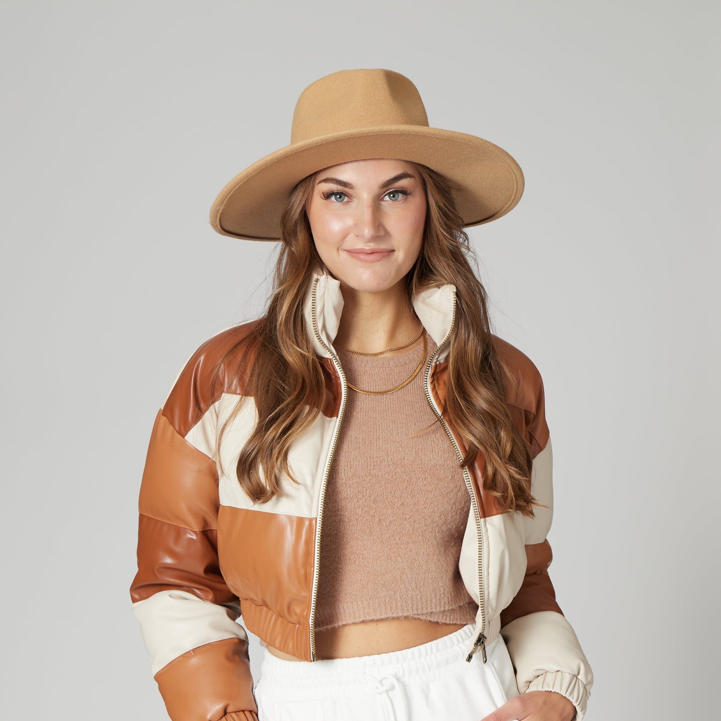 Faux Felt Wide Brim Fedora