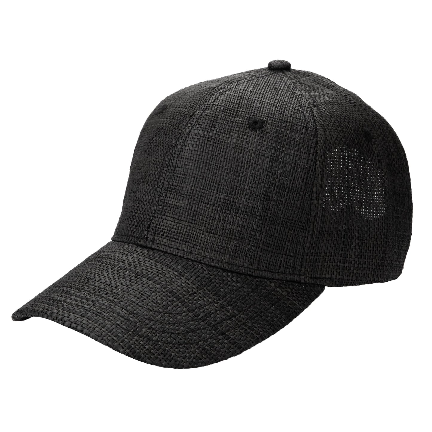 Women's Woven Raffia Ball Cap With Leather Adjustable Back (CTH4087)