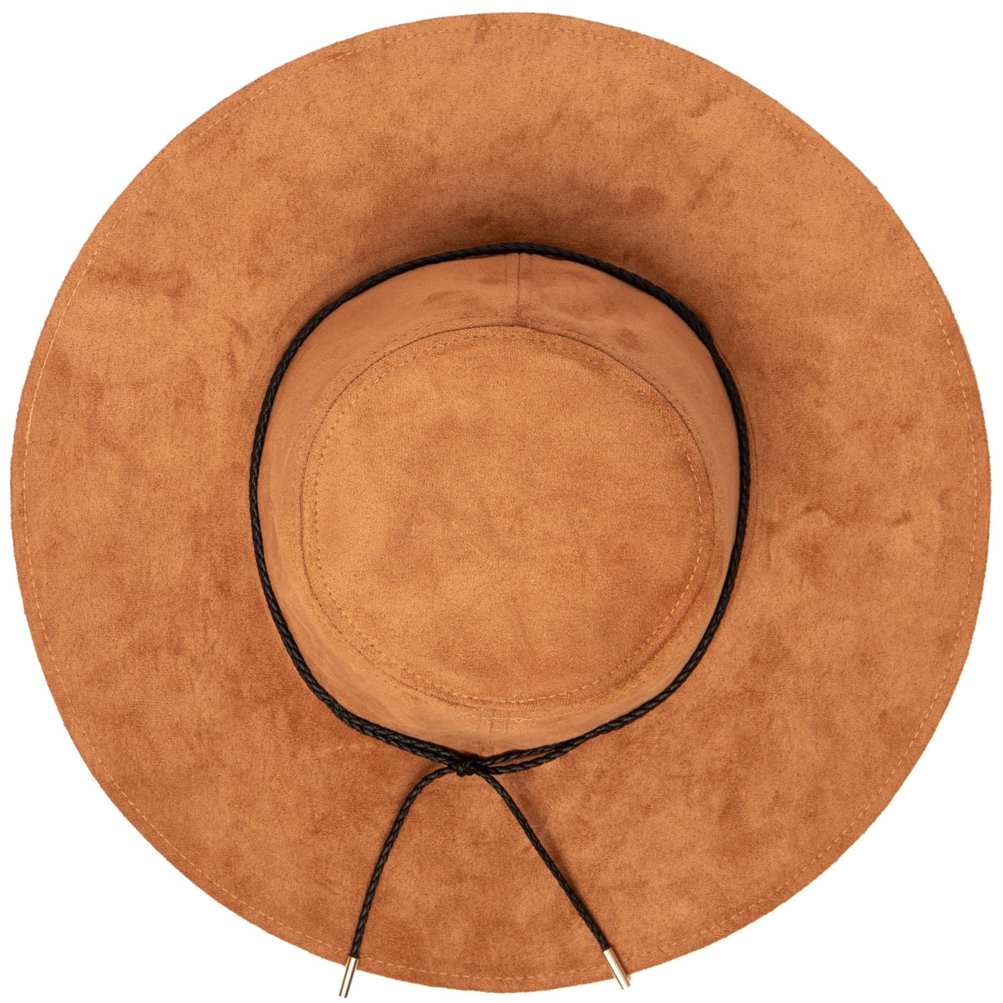 Faux suede floppy with braided faux leather band