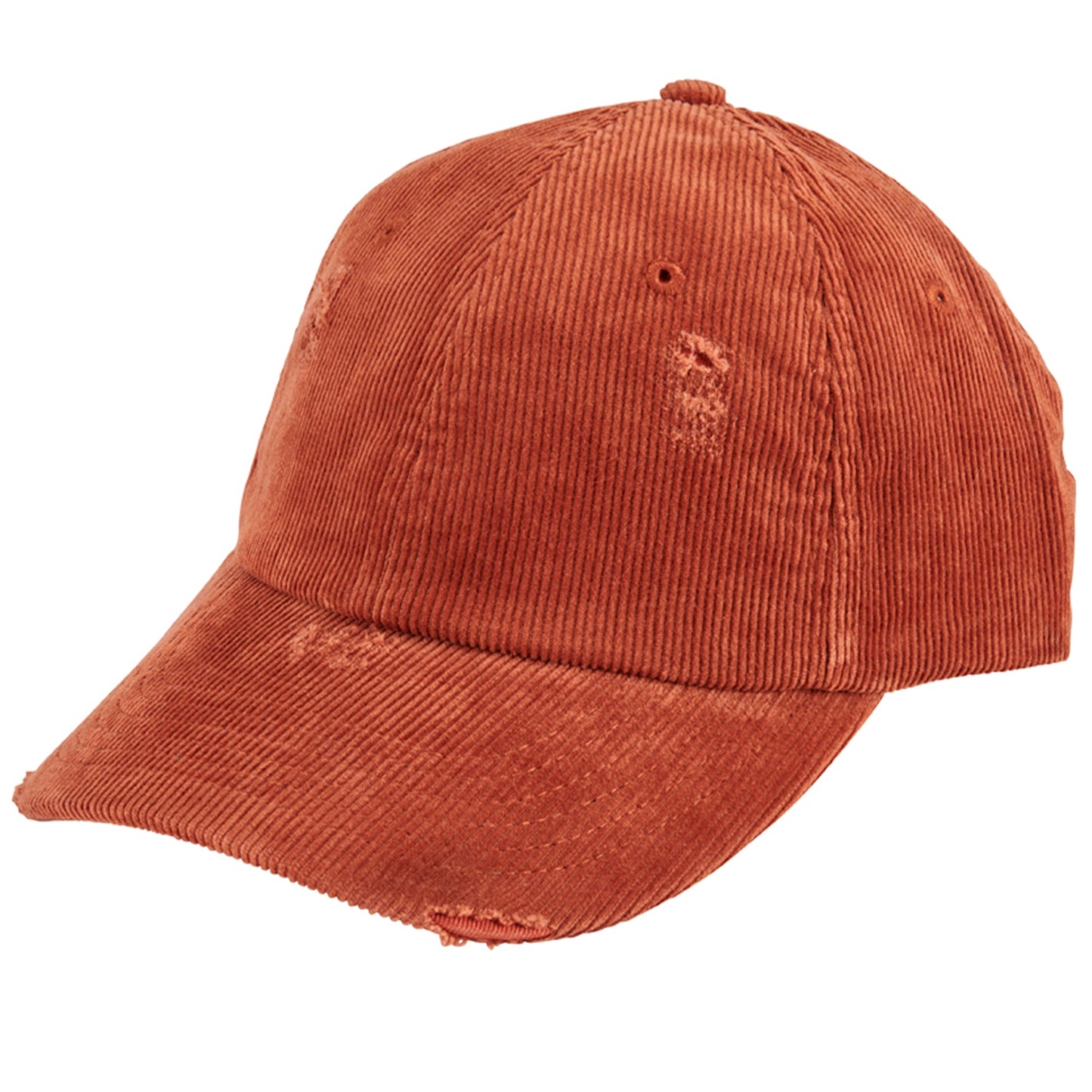 Distressed cord ball cap