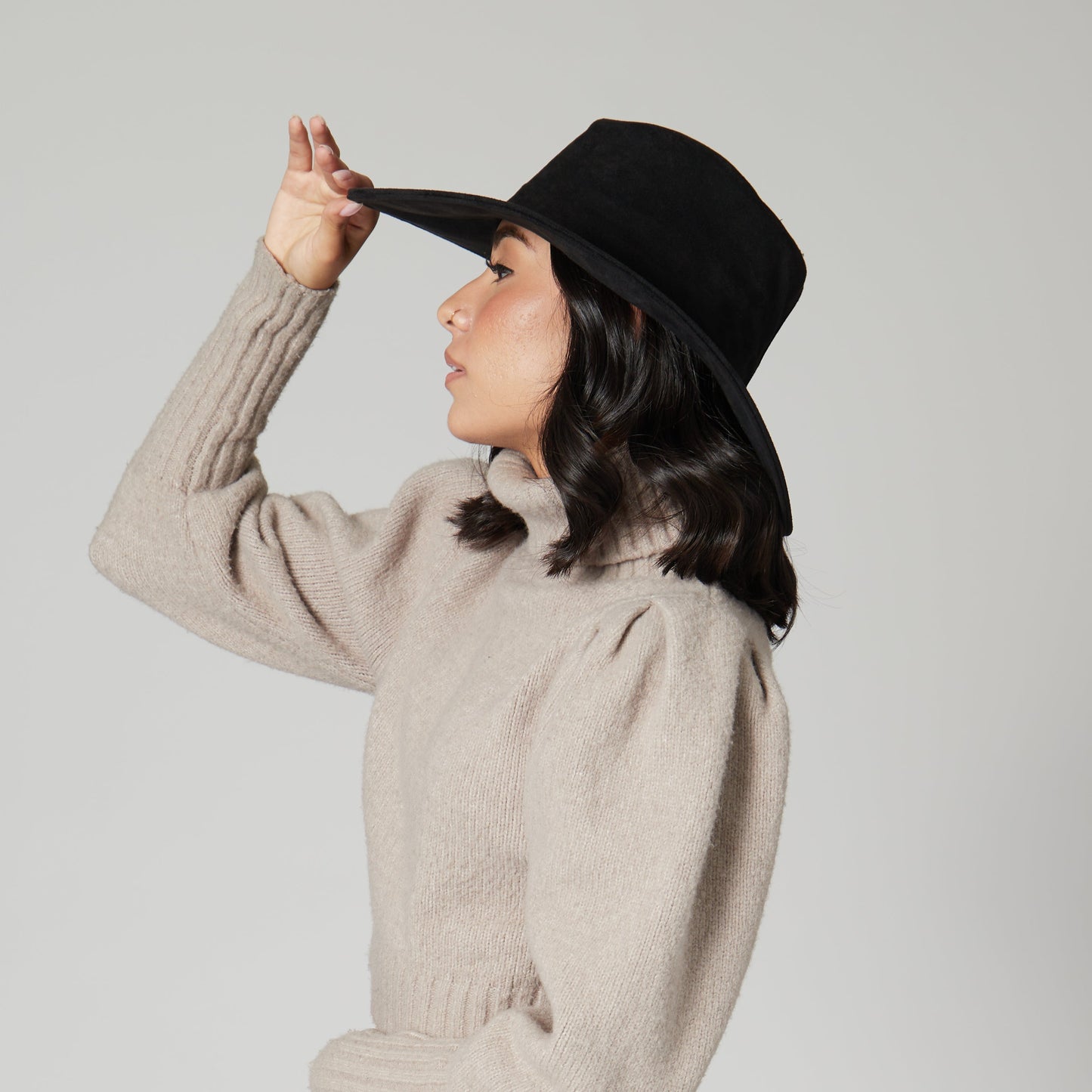 Pioneer - Cut & Sew Faux Suede Fedora