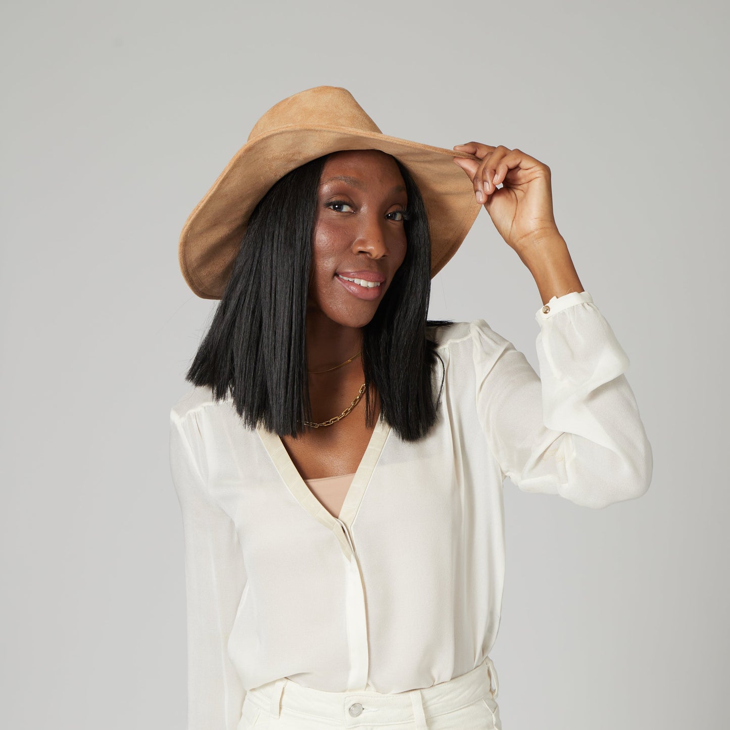 Pioneer - Cut & Sew Faux Suede Fedora