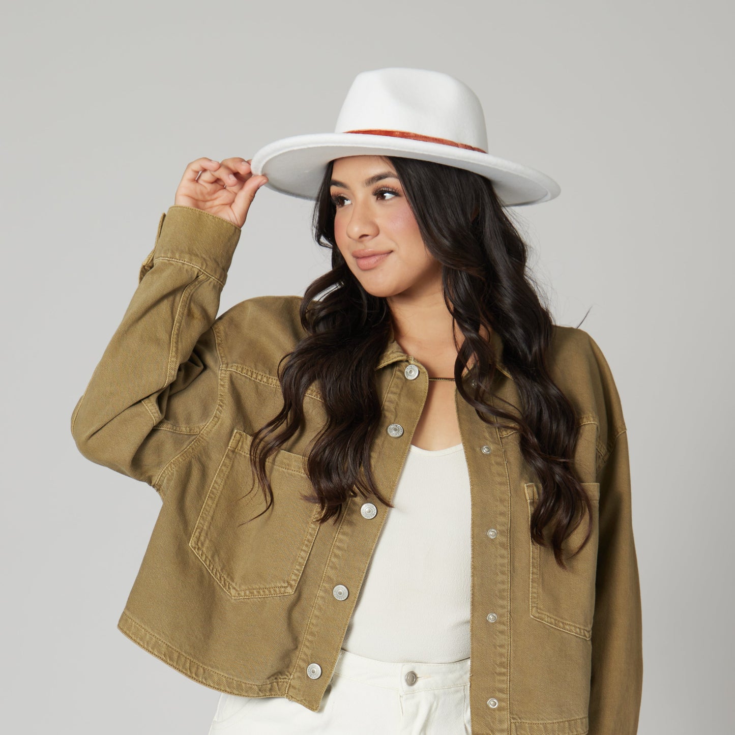 Women's Faux Felt Fedora W/ Velvet Band