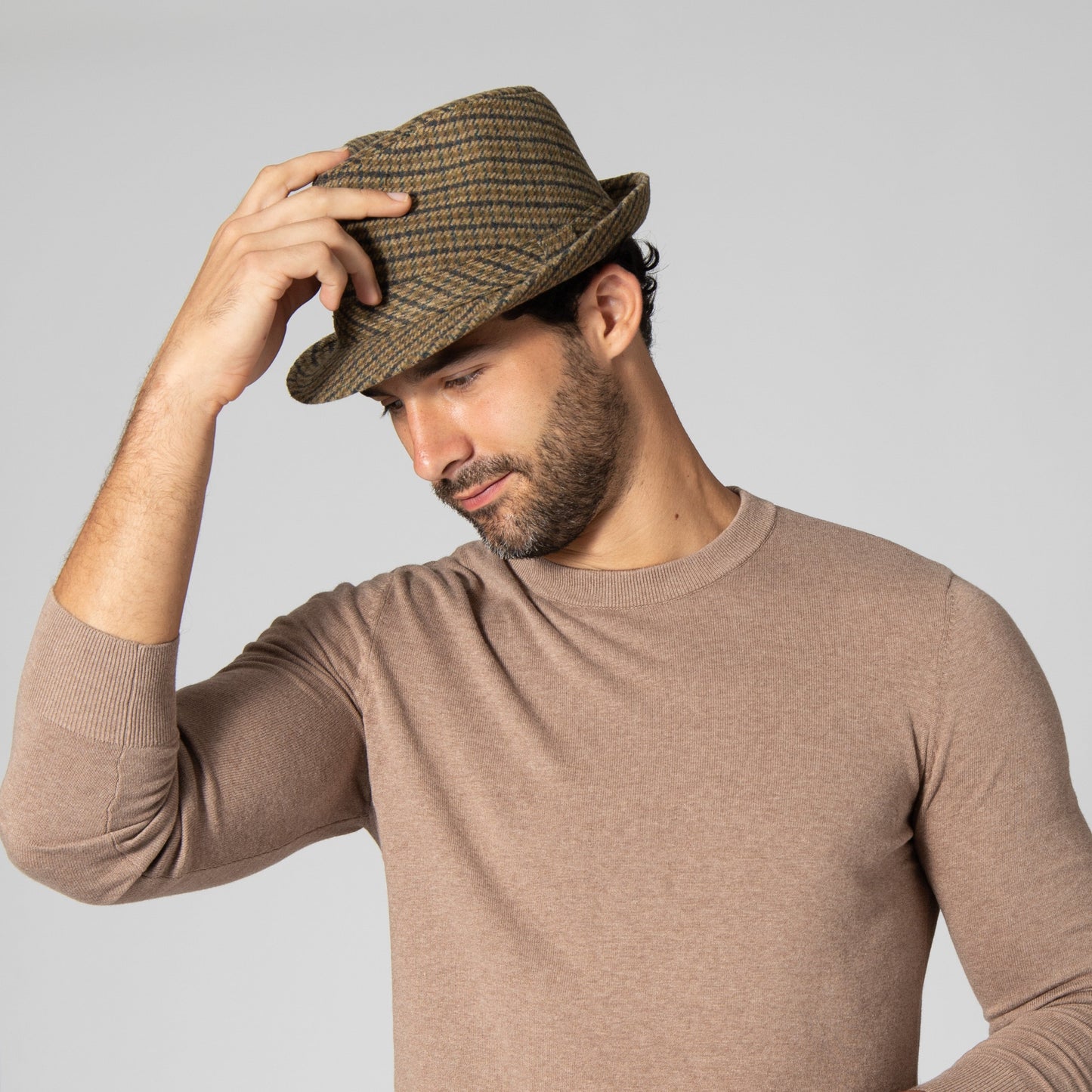 Men's Houndstooth Plaid Fedora