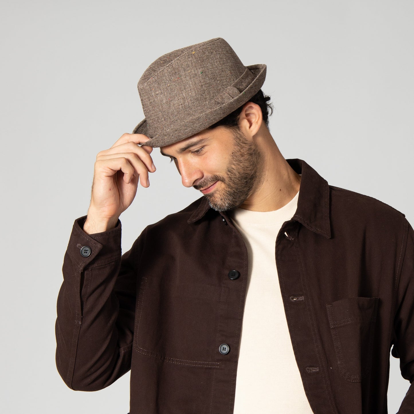 Men's Cut & Sew Pokpie with Double Fold Self Band&Knot