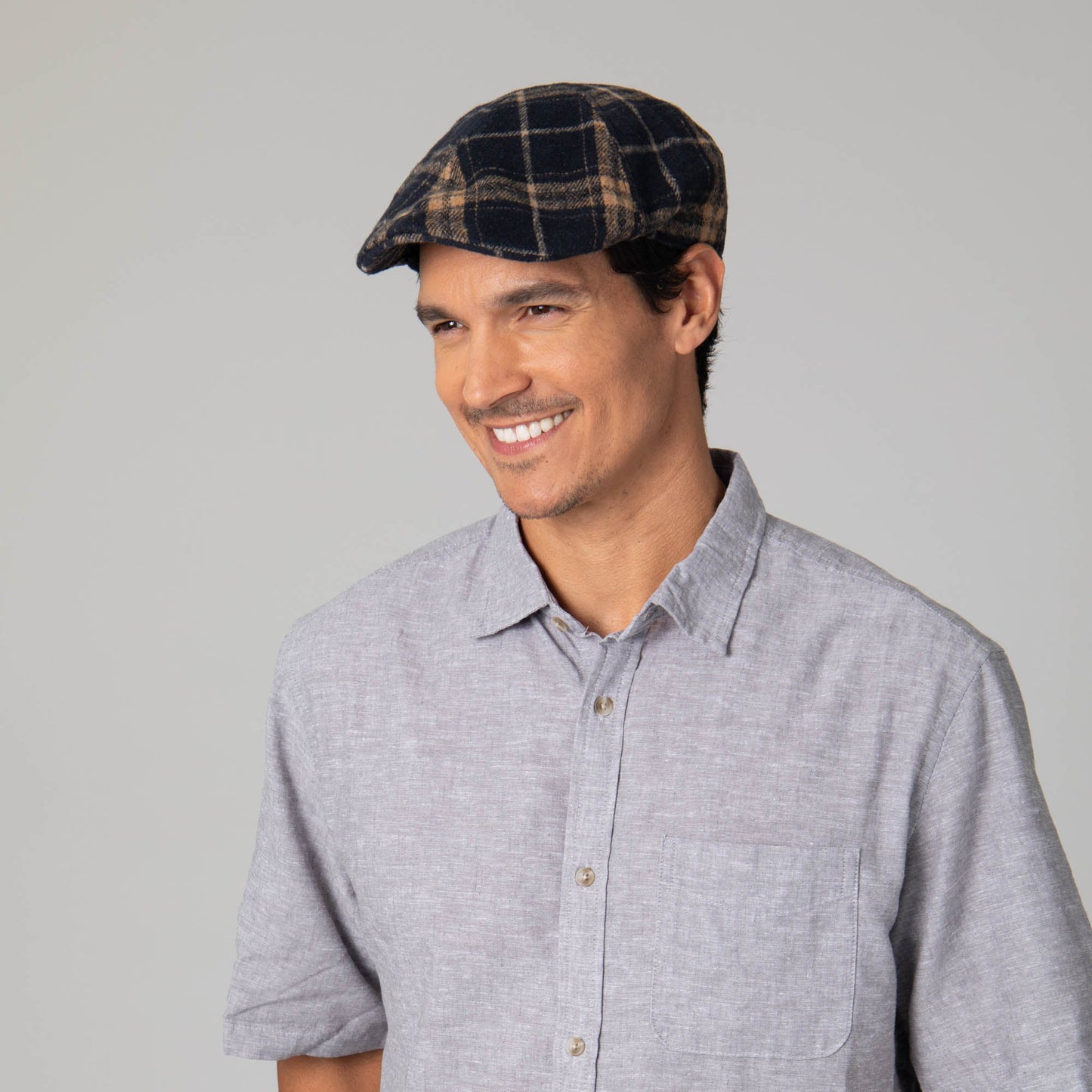 Faux Wool Plaid Driver Cap