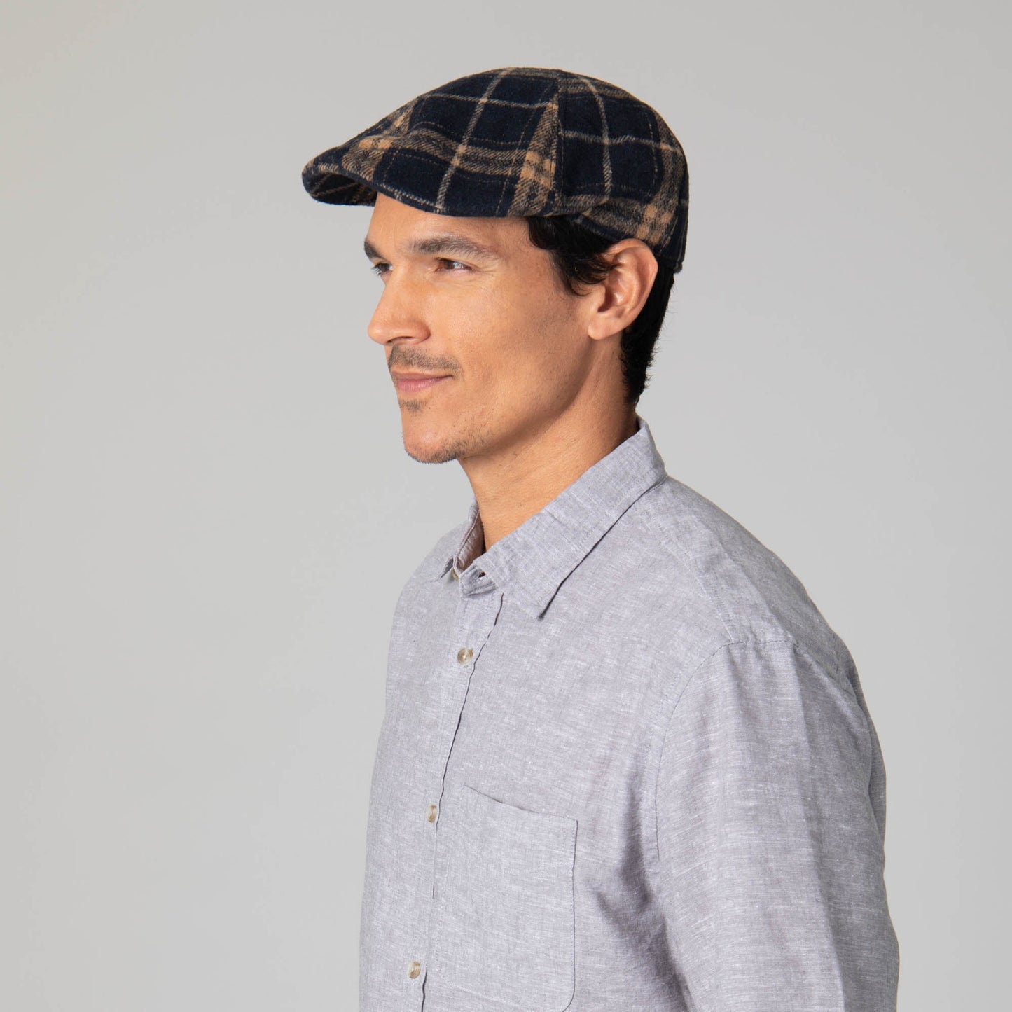 Faux Wool Plaid Driver Cap