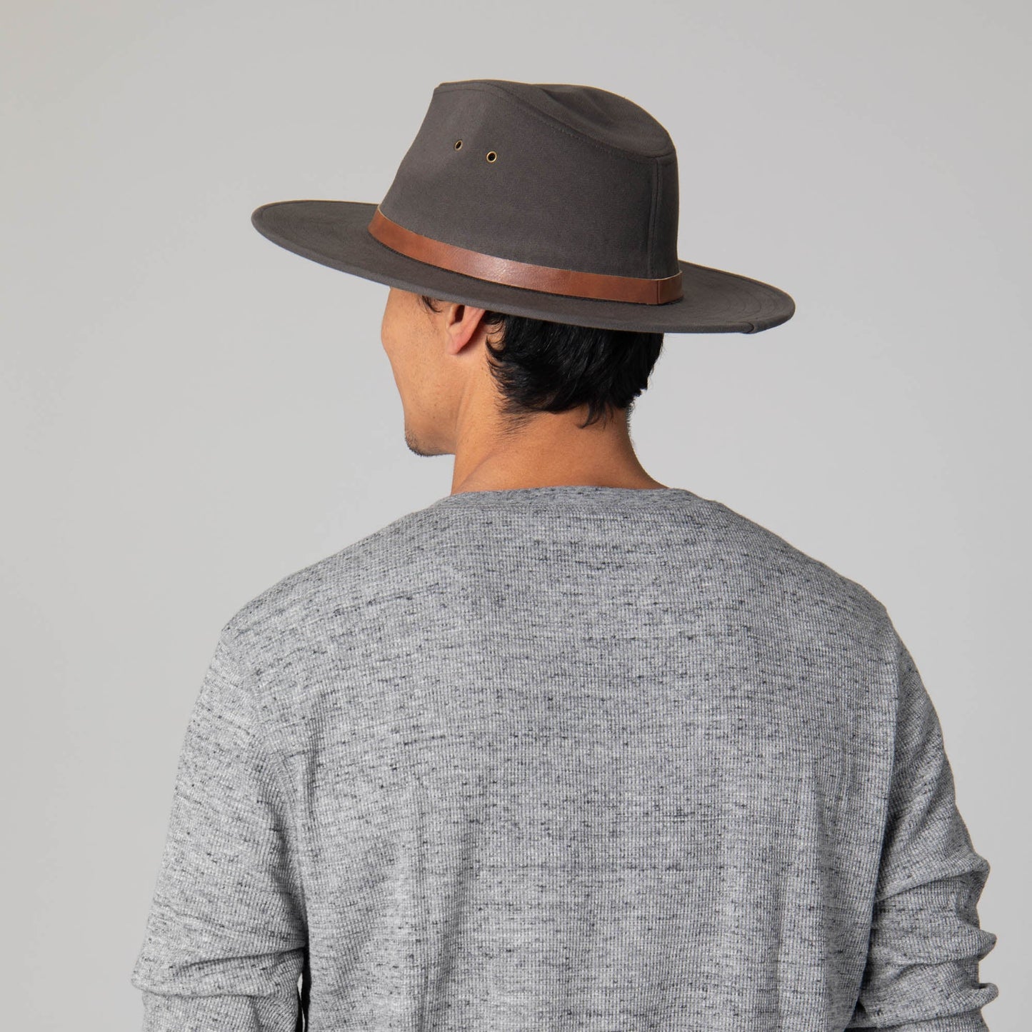 Faux Felt Fedora with Braided Faux Leather Trim