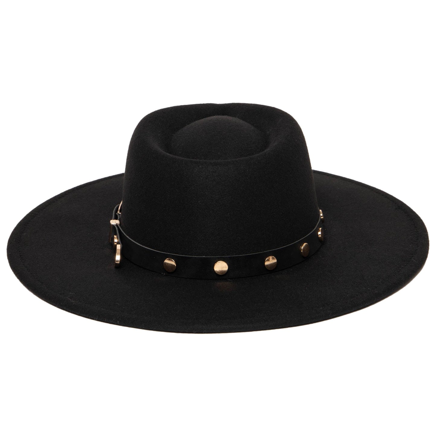 Faux Felt Fedora with Western Buckle Band