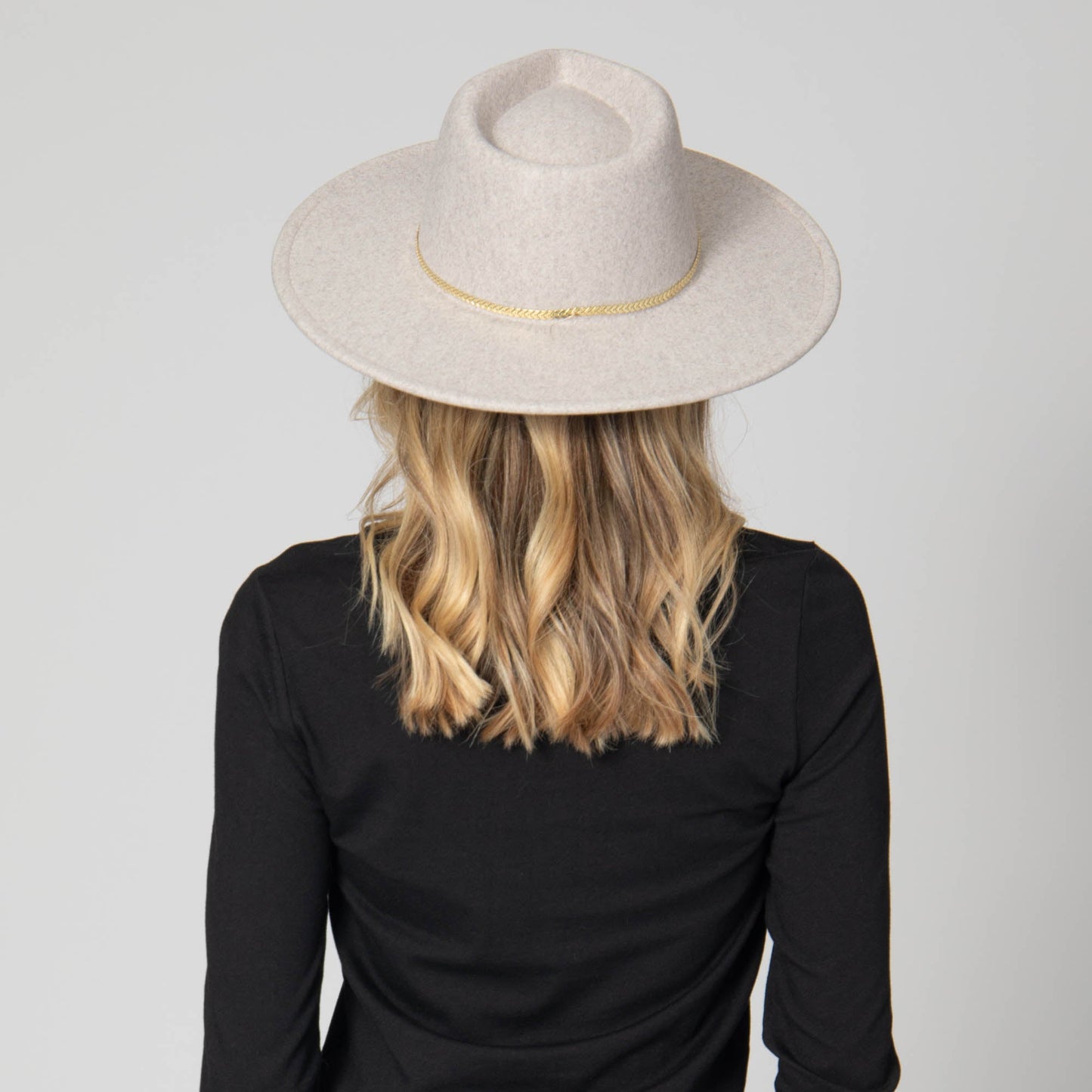 Women's Fedora with Chevron Gold Chain Trim