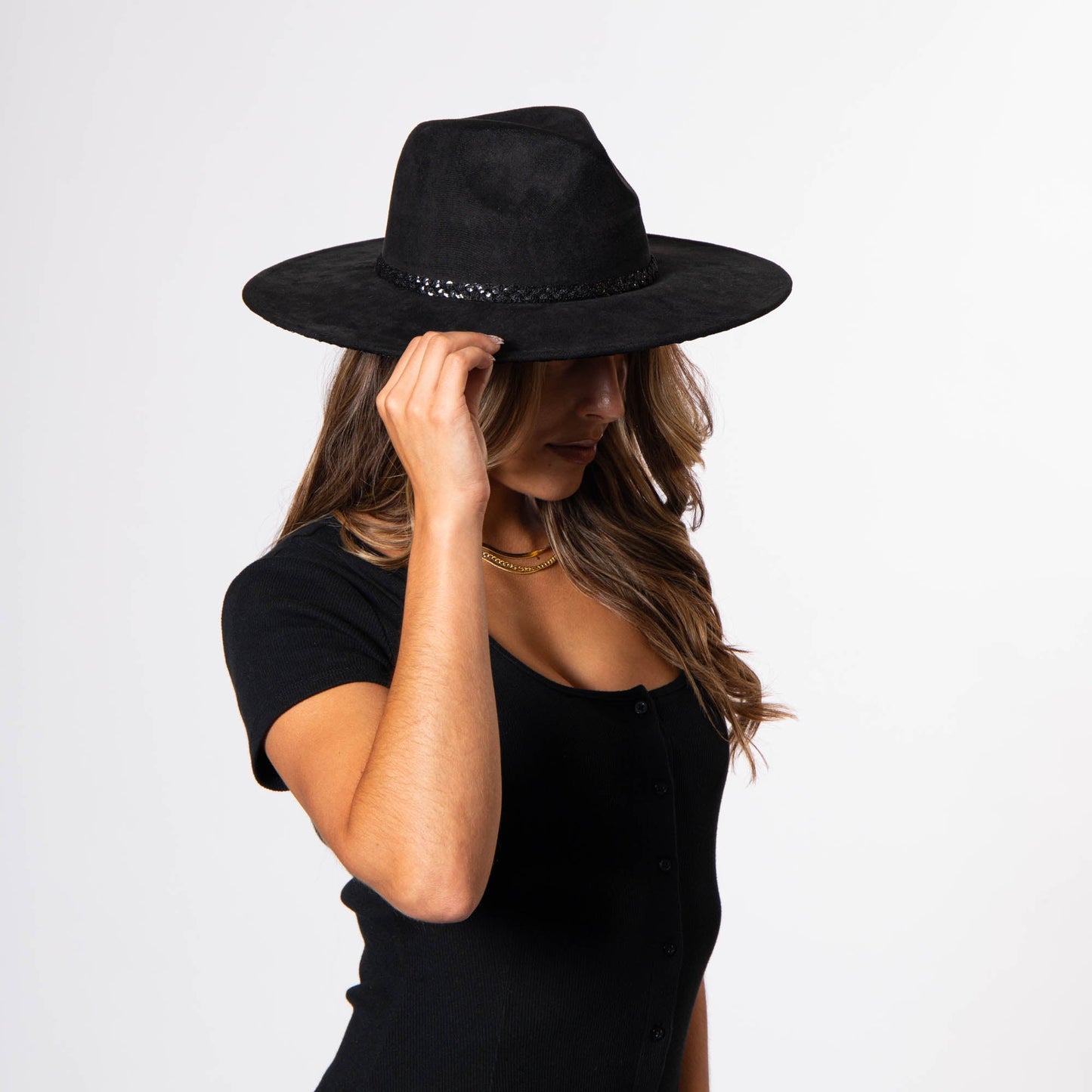 Women's Fedora with Tonal Braided Sequin Band